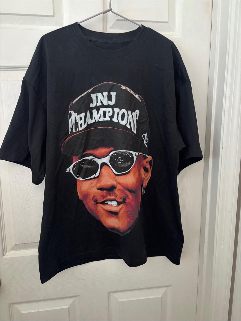 Black Graphic Short Sleeve Tee with Large Face Print